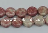 CRF256 15.5 inches 12mm flat round dyed rain flower stone beads