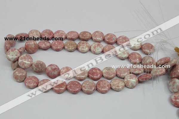 CRF258 15.5 inches 16mm flat round dyed rain flower stone beads