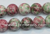 CRF26 15.5 inches 14mm round dyed rain flower stone beads wholesale