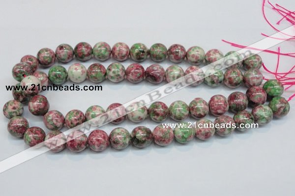 CRF26 15.5 inches 14mm round dyed rain flower stone beads wholesale