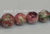 CRF31 15.5 inches multi sizes round dyed rain flower stone beads