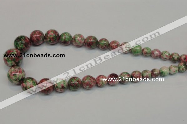 CRF31 15.5 inches multi sizes round dyed rain flower stone beads