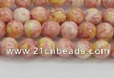 CRF314 15.5 inches 4mm round dyed rain flower stone beads wholesale