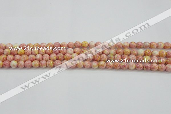 CRF314 15.5 inches 4mm round dyed rain flower stone beads wholesale