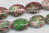 CRF33 15.5 inches 13*18mm oval dyed rain flower stone beads wholesale