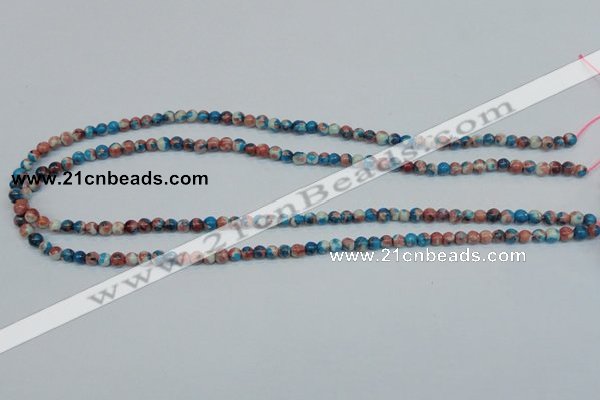 CRF34 15.5 inches 4mm round dyed rain flower stone beads wholesale
