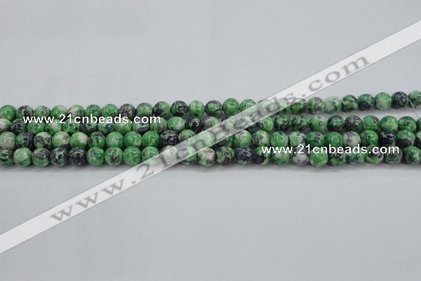 CRF349 15.5 inches 4mm round dyed rain flower stone beads wholesale