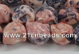 CRF359 15.5 inches 11*12mm skull dyed rain flower stone beads