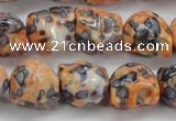 CRF360 15.5 inches 11*12mm skull dyed rain flower stone beads