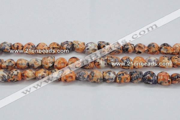 CRF360 15.5 inches 11*12mm skull dyed rain flower stone beads