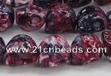 CRF364 15.5 inches 11*12mm skull dyed rain flower stone beads