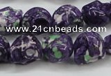 CRF365 15.5 inches 11*12mm skull dyed rain flower stone beads