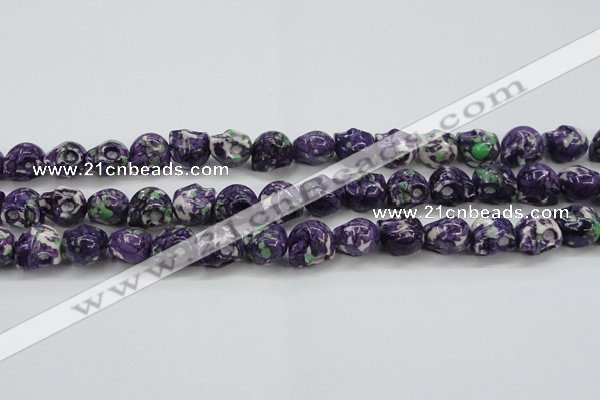 CRF365 15.5 inches 11*12mm skull dyed rain flower stone beads