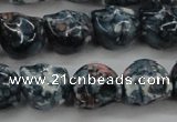 CRF366 15.5 inches 11*12mm skull dyed rain flower stone beads