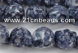 CRF367 15.5 inches 11*12mm skull dyed rain flower stone beads