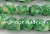 CRF371 15.5 inches 11*12mm skull dyed rain flower stone beads