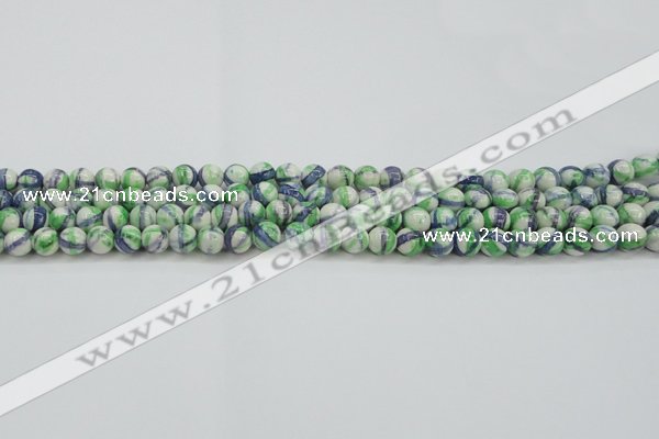 CRF386 15.5 inches 4mm round dyed rain flower stone beads wholesale