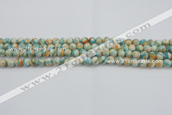 CRF392 15.5 inches 4mm round dyed rain flower stone beads wholesale