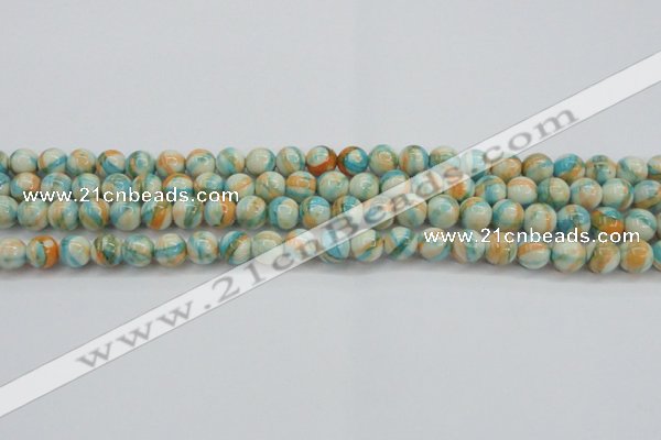CRF393 15.5 inches 6mm round dyed rain flower stone beads wholesale