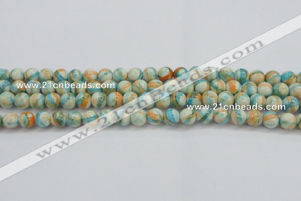 CRF394 15.5 inches 8mm round dyed rain flower stone beads wholesale