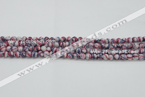 CRF404 15.5 inches 4mm round dyed rain flower stone beads wholesale