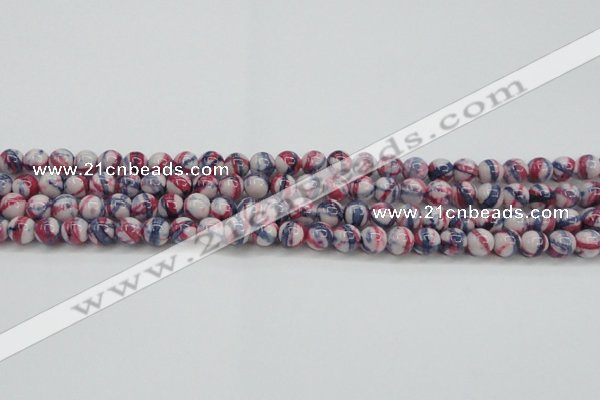 CRF405 15.5 inches 6mm round dyed rain flower stone beads wholesale