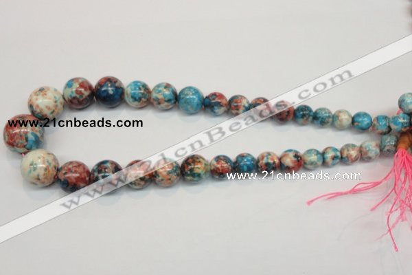 CRF41 15.5 inches multi sizes round dyed rain flower stone beads