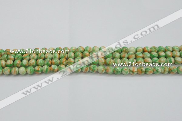 CRF416 15.5 inches 4mm round dyed rain flower stone beads wholesale