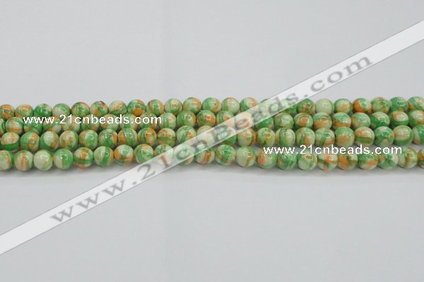 CRF417 15.5 inches 6mm round dyed rain flower stone beads wholesale