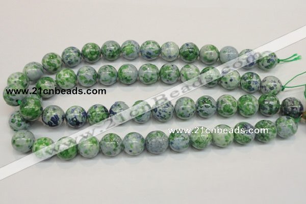 CRF47 15.5 inches 14mm round dyed rain flower stone beads wholesale