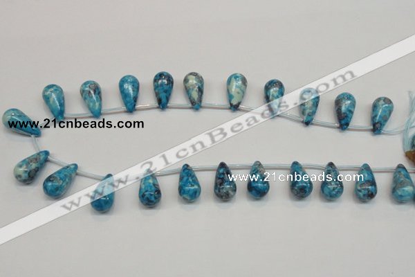 CRF68 11*21mm top-drilled teardrop dyed rain flower stone beads