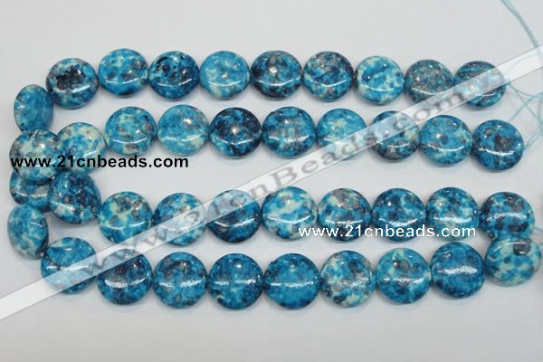 CRF70 15.5 inches 20mm flat round dyed rain flower stone beads