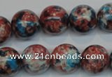 CRF74 15.5 inches 14mm round dyed rain flower stone beads wholesale