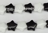 CRG01 15.5 inches 12*12mm star black & white agate beads wholesale