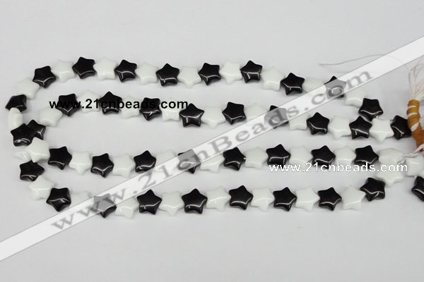 CRG01 15.5 inches 12*12mm star black & white agate beads wholesale