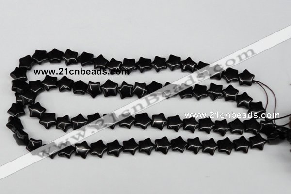 CRG07 15.5 inches 12*12mm star black agate gemstone beads wholesale