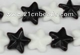 CRG23 15.5 inches 16*16mm star black & white agate gemstone beads