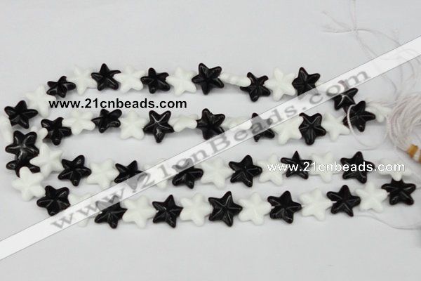 CRG23 15.5 inches 16*16mm star black & white agate gemstone beads