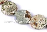 CRH08 different sizes coin sape natural rhyolite beads Wholesale