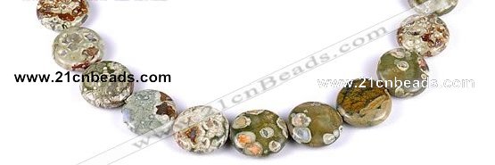 CRH08 different sizes coin sape natural rhyolite beads Wholesale