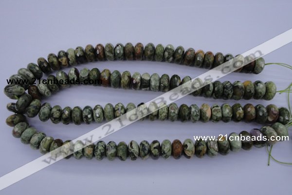 CRH119 15.5 inches 7*14mm faceted rondelle rhyolite gemstone beads