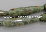 CRH134 15.5 inches 10*40mm faceted teardrop rhyolite gemstone beads