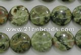 CRH142 15.5 inches 14mm flat round rhyolite gemstone beads