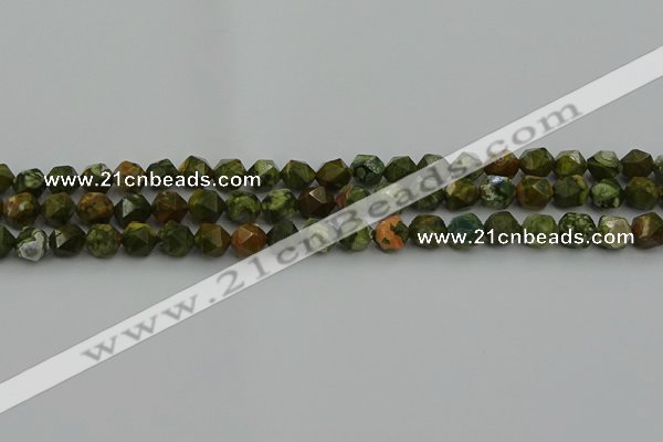 CRH161 15.5 inches 6mm faceted nuggets rhyolite gemstone beads