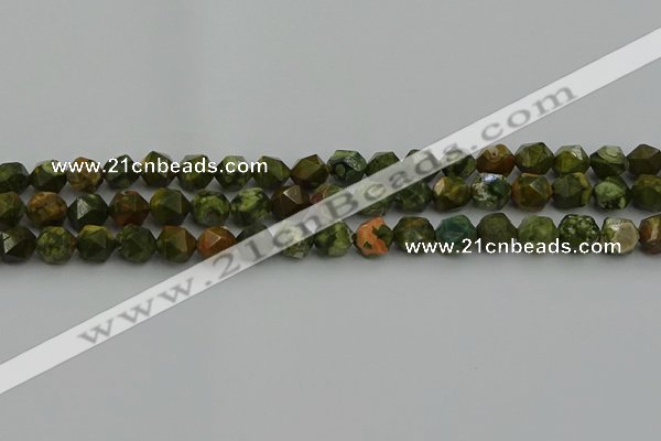 CRH162 15.5 inches 8mm faceted nuggets rhyolite gemstone beads