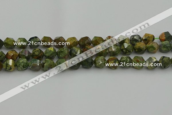 CRH164 15.5 inches 12mm faceted nuggets rhyolite gemstone beads