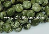 CRH35 15.5 inches 10mm flat round rhyolite beads wholesale