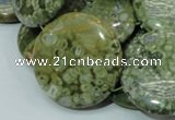 CRH40 15.5 inches 30mm flat round rhyolite beads wholesale