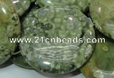 CRH41 15.5 inches 40mm flat round rhyolite beads wholesale