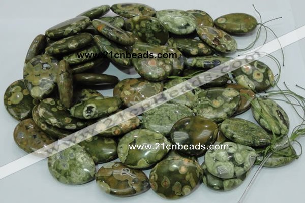 CRH50 15.5 inches 30*40mm flat teardrop rhyolite beads wholesale